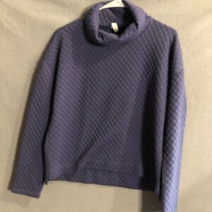 apana sweater medium cowl neck purple blue waffle knit Cropped womens aa